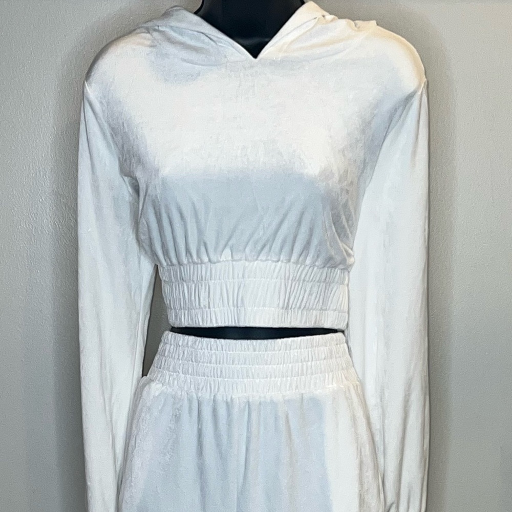 Ivory two piece velour jumpsuit